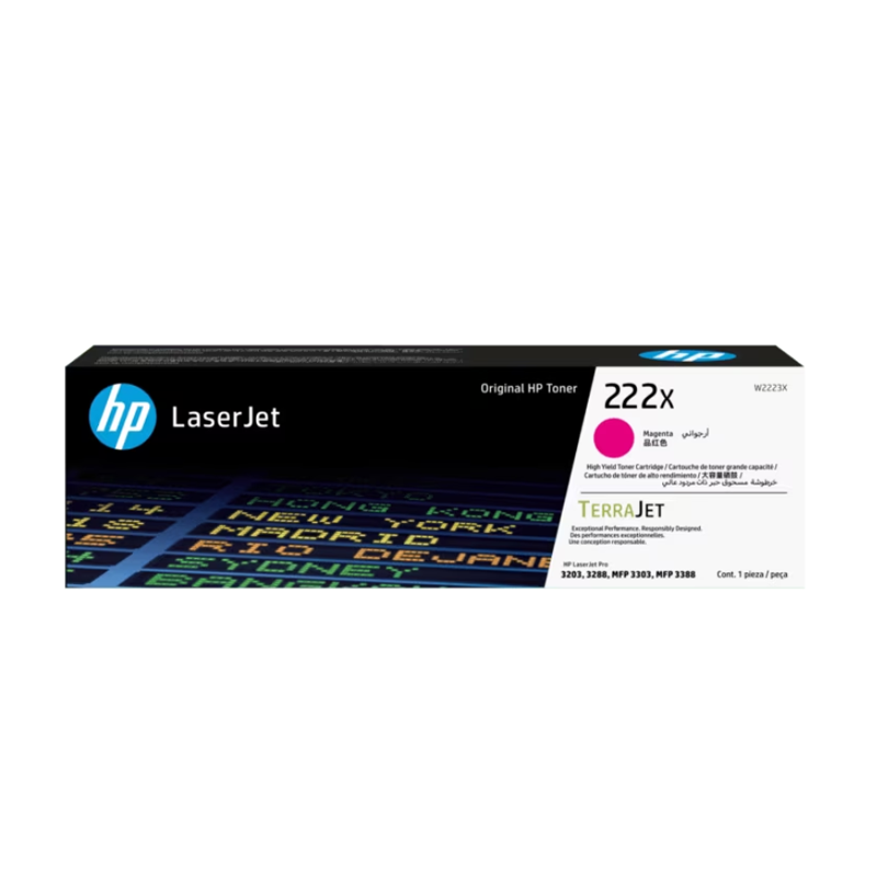 HP 222X (W2220 / W2221A/ W2222A / W2223X ) Black / Cyan / Magenta / Yellow Original Cartridge - Hewlett-Packard