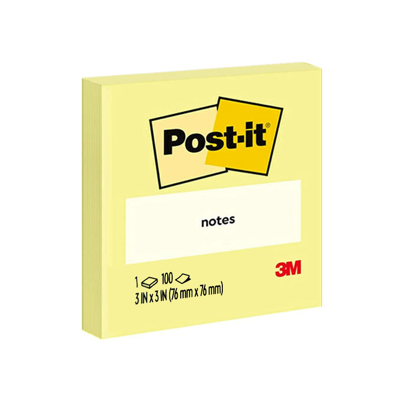 3M POST IT ( 654 ) YELLOW NOTES 3" X 3" - 100 Sheets/Pad