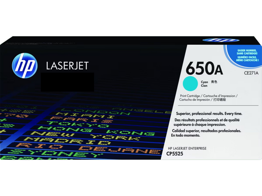 HP 650A (CE270A / CE271A / CE272A / CE273A ) Black / Cyan / Magenta / Yellow Original Cartridge - Hewlett-Packard