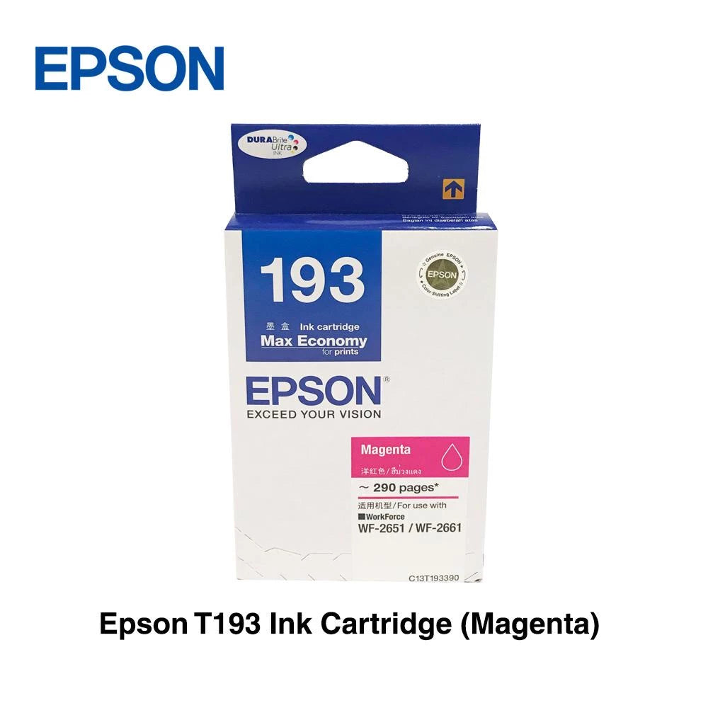 Epson T193 Black / Cyan / Magenta / Yellow Original Ink Cartridge - For Epson Printer