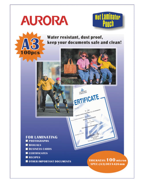 AURORA Laminating Pouch 100 Sheets A4/A3
