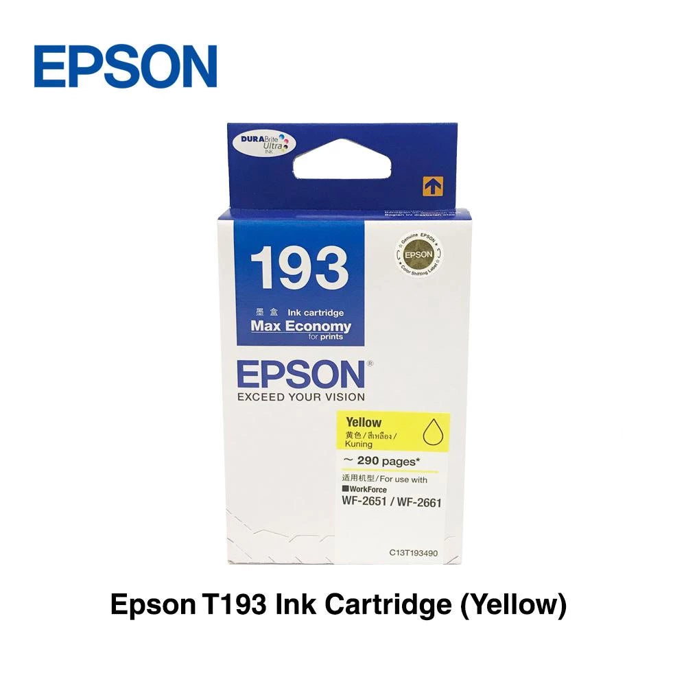 Epson T193 Black / Cyan / Magenta / Yellow Original Ink Cartridge - For Epson Printer