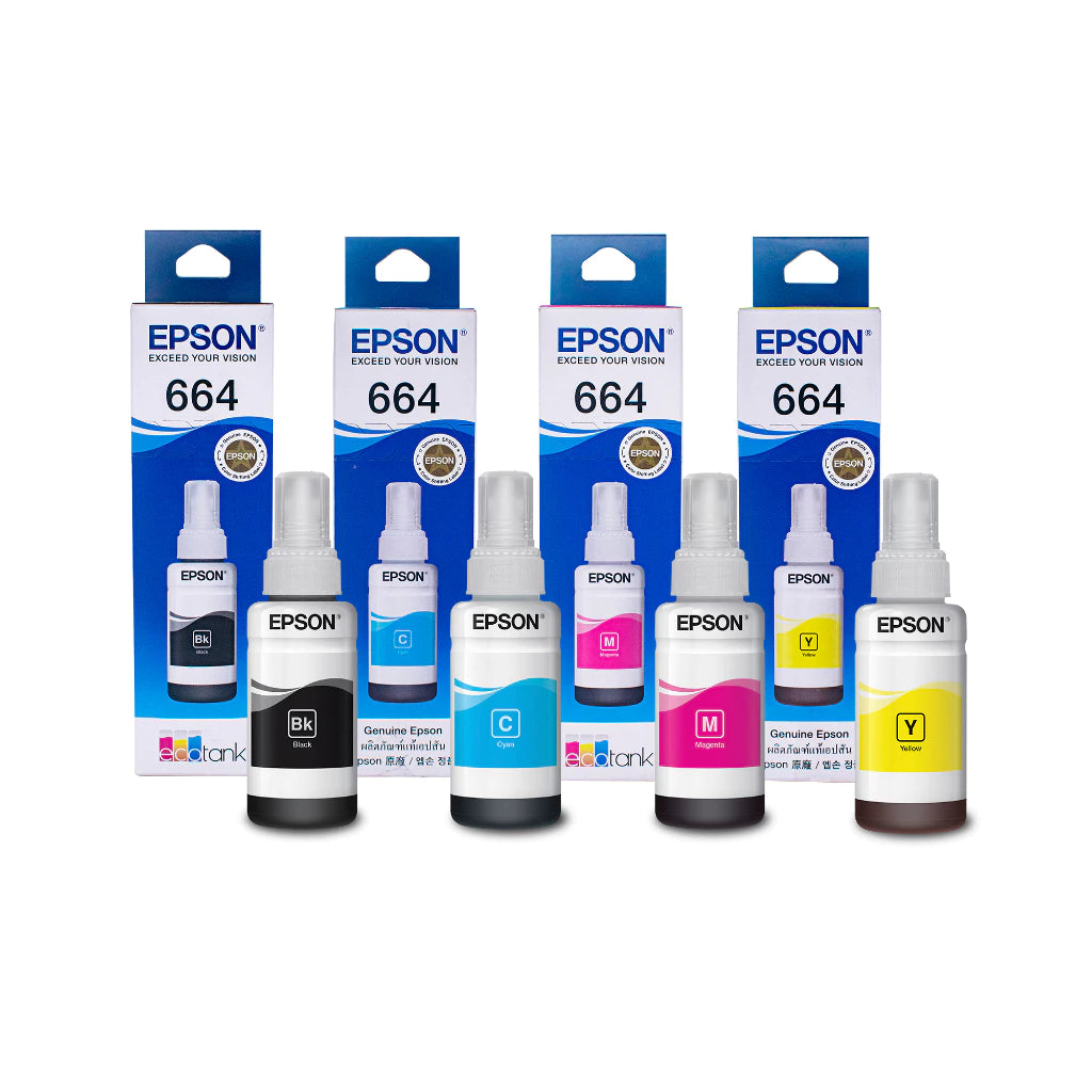 Epson T664 Black / Cyan / Magenta / Yellow Original Ink Cartridge - For Epson Printer