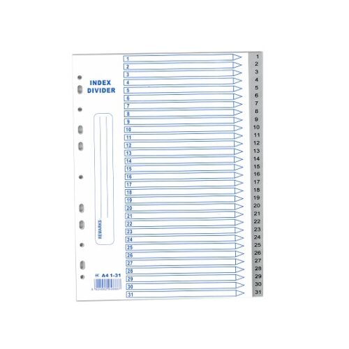 1-31 ( GREY ) Colour Index Plastic Divider